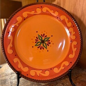 (4) Celebration Home Stoneware Tuscan Collection Dinner Plates Orange 11”Round